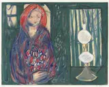 Pike med lampe by Kai Fjell, 1982, Litografi, sold Aug 2026