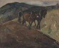 Uten tittel by Halvdan Holbø, Olje på lerret, sold Aug 2026