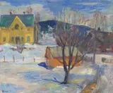 Marskveld i Lillehammer by Kristen Holbø, 1951, Olje på lerret, sold Aug 2026