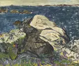 Mannholmen by Thorbjørn Lie-Jørgensen, 1952, Olje på plate, sold Aug 2026