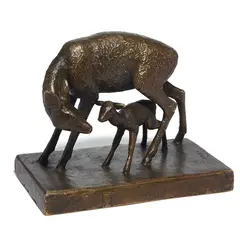 Rådyr med kalv by Skule Waksvik, 1990, Bronse, sold Aug 2026