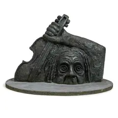 Uten tittel by Skule Waksvik, Bronse på skifer plint, diameter, sold Aug 2026