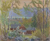 Vårkveld - Lillehammer by Ole Mæhle, 1972, Olje på lerret, sold Aug 2026
