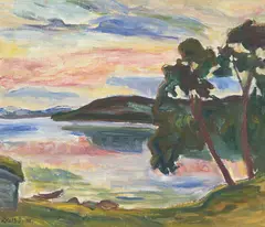 Aften ved Sjødalsvann by Kristen Holbø, 1941, Olje på lerret, sold Aug 2026