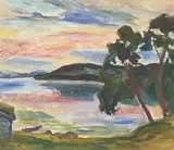 Aften ved Sjødalsvann by Kristen Holbø, 1941, Olje på lerret, sold Aug 2026