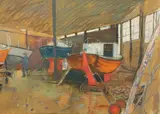 Boatyard, Port Bannatyne by Rsw Rgi Ssa David McLeod Martin, pastel, sold May 2014