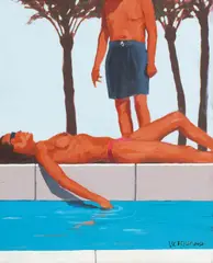 An Unexpected Guest (study) by Jack Vettriano Obe Hon Lld, oil on canvas, sold May 2014