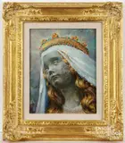 female figure with crown by Arthur Meltzer, oil on board, sold Jul 2026