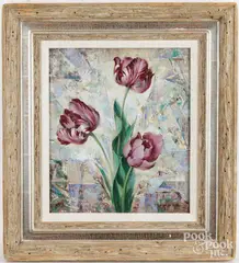 still life Parrot Tulips by Arthur Meltzer, oil on canvas, sold Jul 2026