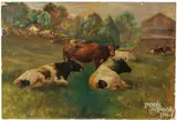landscape with cows by Richard Burfoot, oil on canvas laid on board, sold Jul 2026