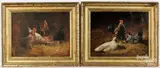 barn scenes with chickens by Nicholas Winfield Scott Leighton, oil on canvas, sold Jul 2026