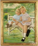 portrait of two girls by Patrick Phillips, oil on canvas, sold Jul 2026