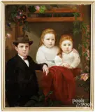 portrait of three children by Jeremiah Hardy, oil on canvas, sold Jul 2026