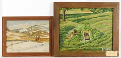 landscapes by Franz de Merlier, oil on board, sold Jul 2026