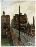 street scene by Carol Fahrney, oil on canvas, sold Jul 2026