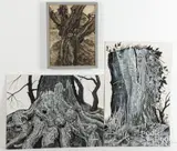 studies of trees by Carol Fahrney, mixed media, sold Jul 2026