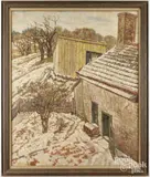 winter landscape with barn by Franz de Merlier, oil on canvas, sold Jul 2026