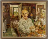 of the artist in his studio by Franz de Merlier, oil on canvas, sold Jul 2026