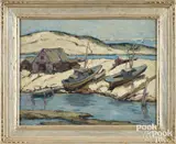 New England coastal scene by Walter Farndon, oil on board, sold Jun 2026