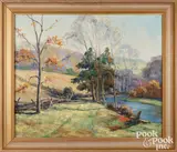 Pennsylvania autumn landscape with stream by John E. Berninger, oil on canvas, sold Jun 2026
