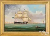 ship portrait of the HMS Revenge by Paul Hee, oil on canvas, sold Jun 2026