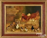 hen and thirteen chicks by Ben Austrian, oil on canvas, sold Jun 2026