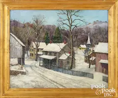 Village Road Winter by Walter Emerson Baum, oil on canvas, sold Jun 2026