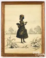 and cutwork silhouette of a girl by Frederick Frith, watercolor, sold Jun 2026