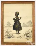 and cutwork silhouette of a girl by Frederick Frith, watercolor, sold Jun 2026