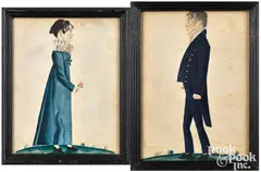 profile portraits of William (1785-1852) and Elizabeth (1795-1872) Ault of Annville by Jacob Maentel, watercolor, sold Jun 2026