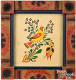 fraktur with bird and tulip by David Y. Ellinger, watercolor, sold Jun 2026