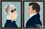 cutout profile portraits of Daniel and Lydia Thompson of Phillipston by Ruth Henshaw Bascom, pastel, sold Jun 2026