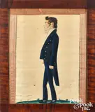 profile portrait of a gentleman with ribbon border by Jacob Maentel, watercolor, sold Apr 2026