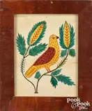fraktur of a parrot by Barbara Ebersol, watercolor, sold Apr 2026