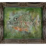 Piranha by Gerald Paul Stinski, Mixed media on canvas.Signed in pencil on, sold Jan 2023