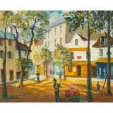Untitled by Andre Frenchet, Oil on canvas 'A Village Square with Painter'Signed l/rSight: 17in. x 14in. (43c, offered Jan 2023