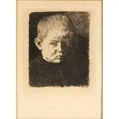 Untitled by Wilhelm Leibl, Etching, 'Kopf eines Knaben (Head of a Boy) 1874with embossed stamp, Society of, offered Nov 2022