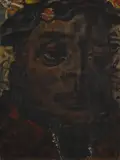Untitled ( Portait of a man in a crowd) by Frank Robbins, oil on canvas, sold Oct 2019