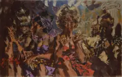 Untitled (Gypsy Band) by Frank Robbins, 1964, oil on canvas, sold Oct 2019