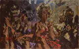 Untitled (Gypsy Band) by Frank Robbins, 1964, oil on canvas, sold Oct 2019