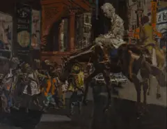 Untitled (City Horse scene) by Frank Robbins, oil on canvas, sold Oct 2019