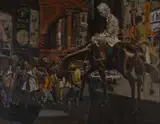 Untitled (City Horse scene) by Frank Robbins, oil on canvas, sold Oct 2019