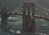 East River Bridges IV (Brooklyn Bridge) by Richard Bosman, 1997, wood cut print on mulberry paper, sold Oct 2019