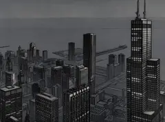 Chicago View, Evening by Richard Haas, 1989, lithograph, sold Oct 2019