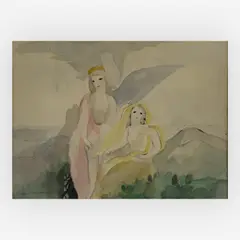 Two Angels by Seashore by Marie Laurencin, 1946, watercolor, sold Oct 2019