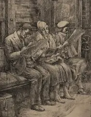 On the I.R.T. by Reginald Marsh, 1934, etching, sold Oct 2019