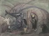 Crow Soup by Leonora Carrington, 1997, lithograph in colors, sold Oct 2019