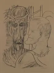Christ and Pilate by Max Beckmann, 1946, lithograph on wove paper, sold Oct 2019