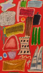 Symbols 82-B by Ida Kohlmeyer, 1981, mixed media on canvas, sold Nov 2019