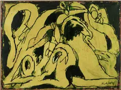 L'Oreille interne by Pierre Alechinsky, 1978, acrylic on paper laid down on canvas, sold Nov 2019